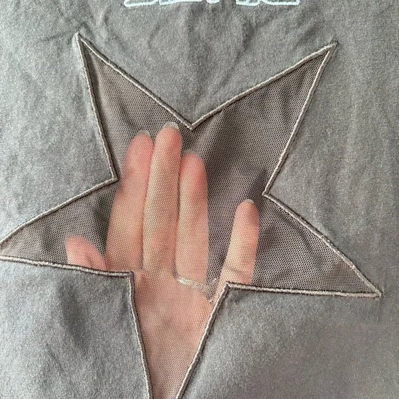 Heaven by Marc Jacobs Black Mesh Star Tee Shirt - Size Small - Y2K - Picture 7 of 8